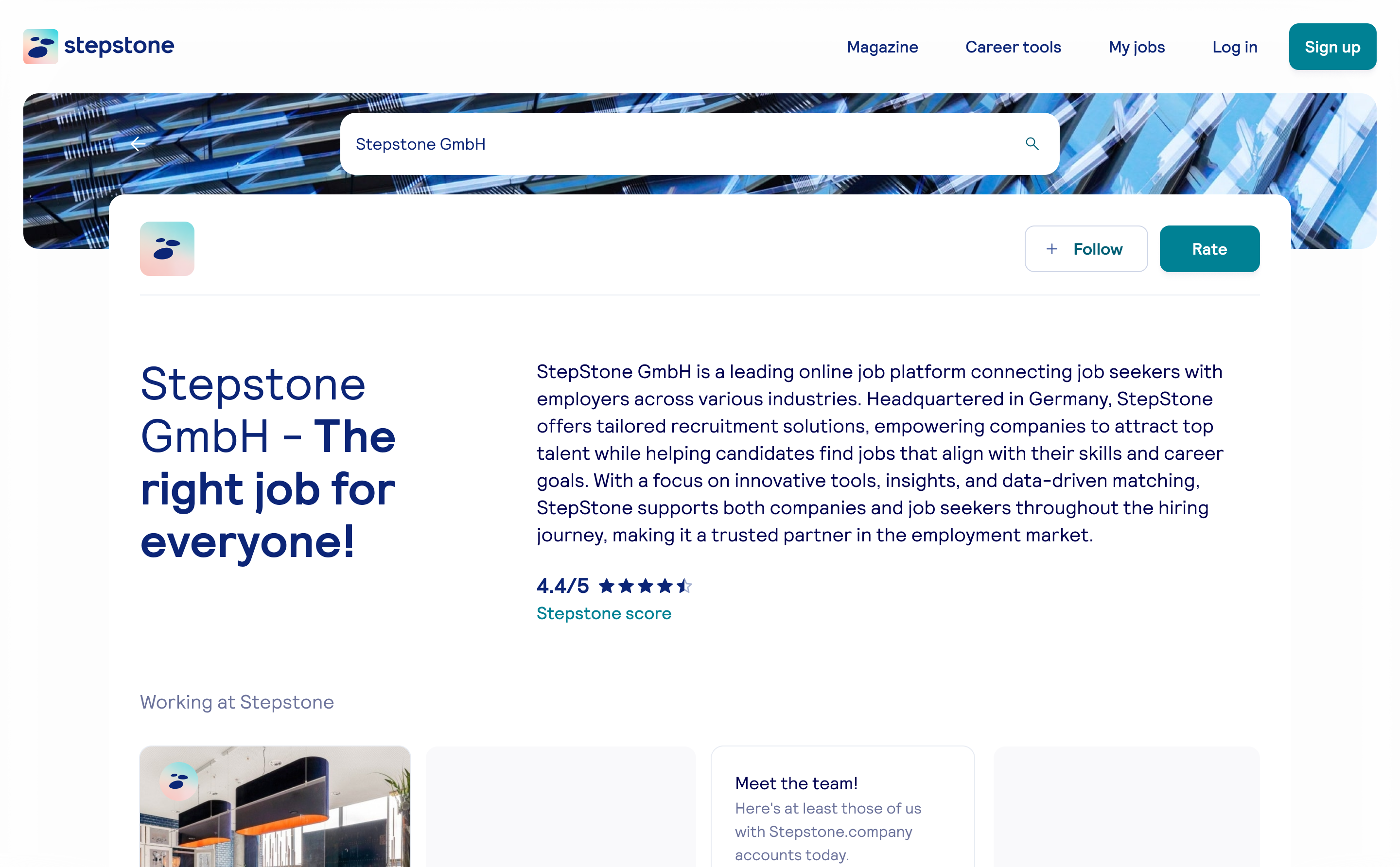 Company Match Pro concept — Stepstone GmbH company profile detail